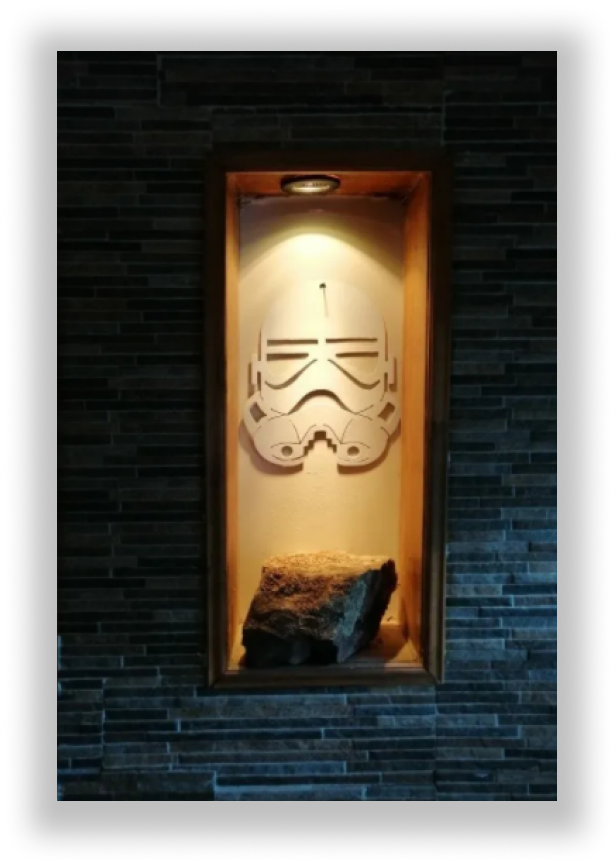 Adorno de mascarade clon de Starwars hecho en metal con corte plasma cnc