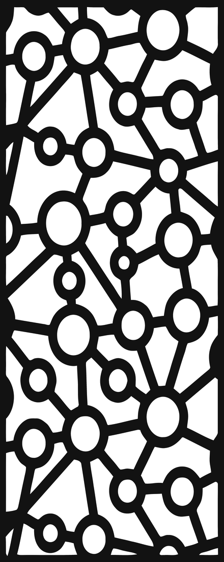 Celosía Atomos · Panel Metálico Decorativo de Corte Láser CNC en Acero Calibre 14, a la Medida para Fachada, Jardín y Barandal