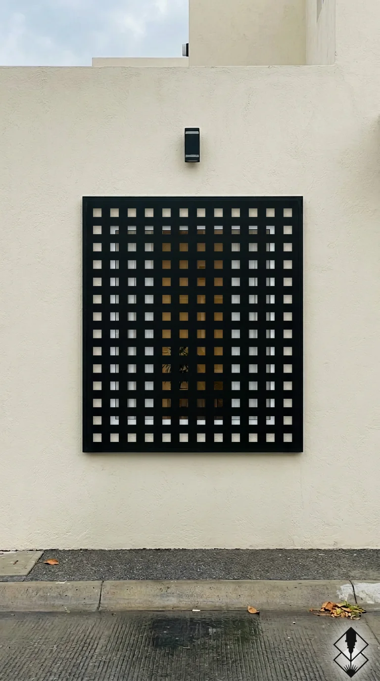 Celosía Cuadros en protección de ventana negro, corte láser CNC en acero · Prometeus