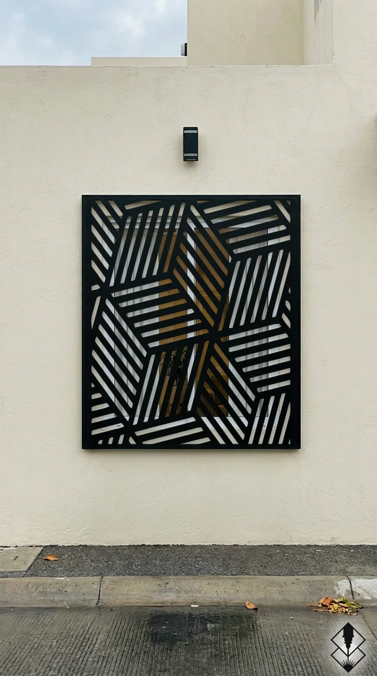 Celosía Cubos en protección de ventana negro, corte láser CNC en acero · Prometeus