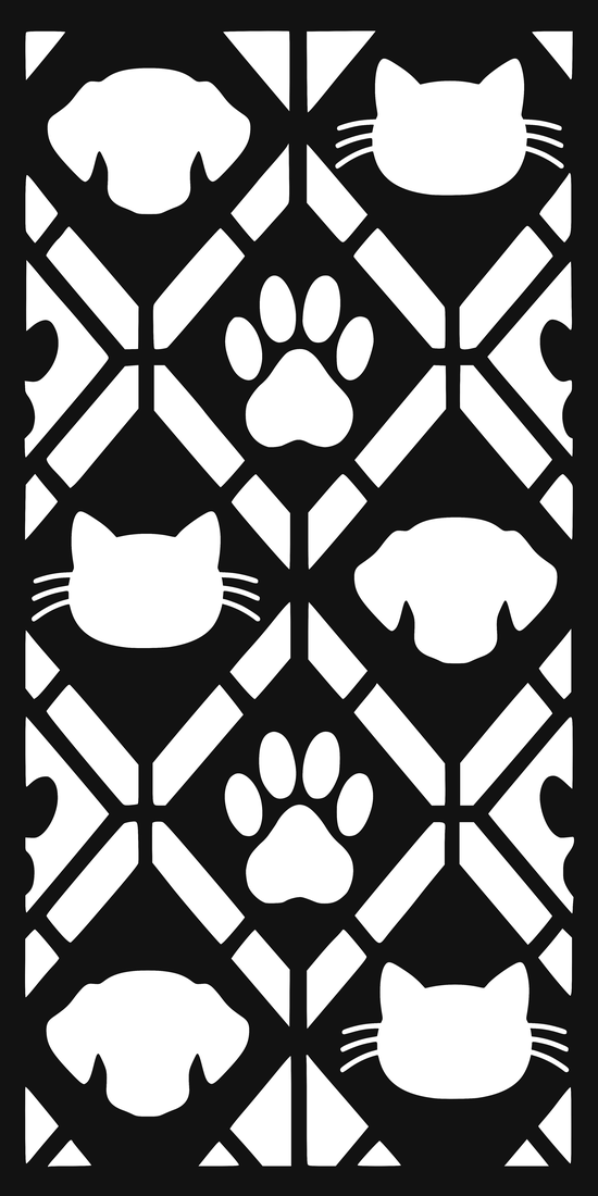 Celosía Perros Y Gatos Amplio · Panel Metálico Decorativo de Corte Láser CNC en Acero Calibre 14, a la Medida para Fachada, Jardín y Barandal